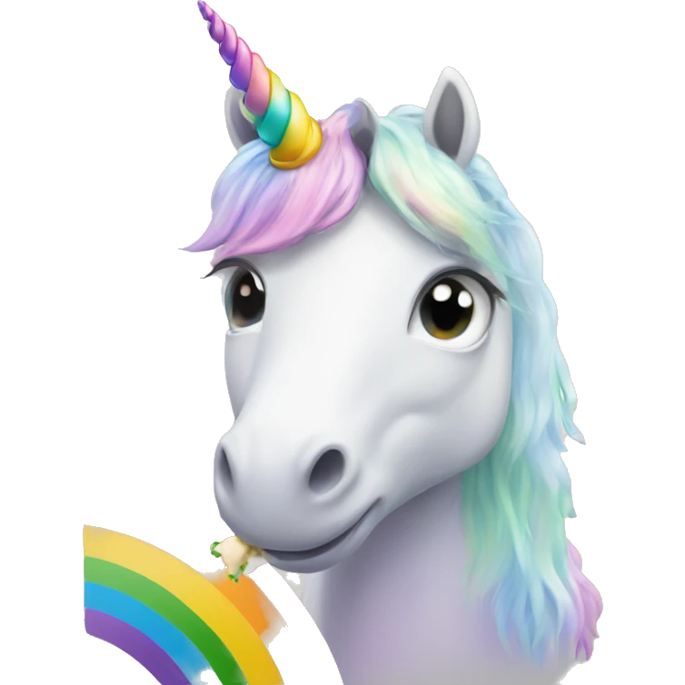Unicorn eating rainbow emoji