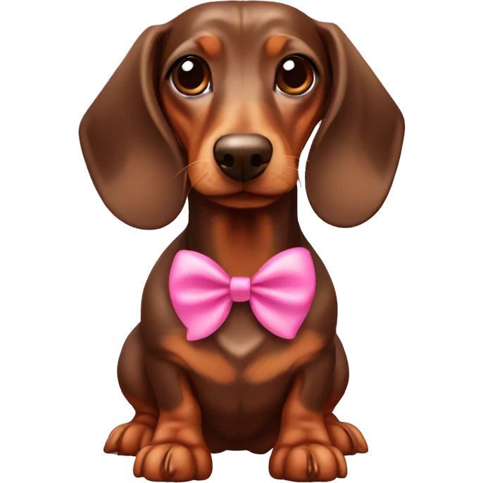 Brown dachshund with pink bows  emoji