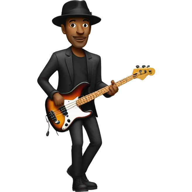 Marcus Miller bassist, playing bass guitar, with porkpie hat emoji
