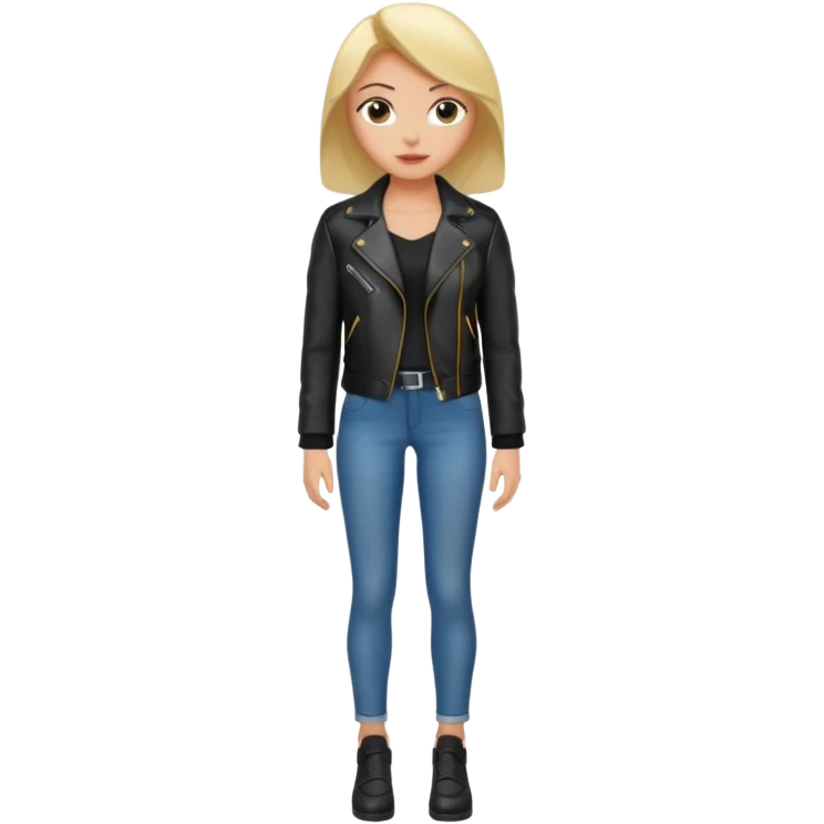 Women in leather jocket, full body, different color emoji