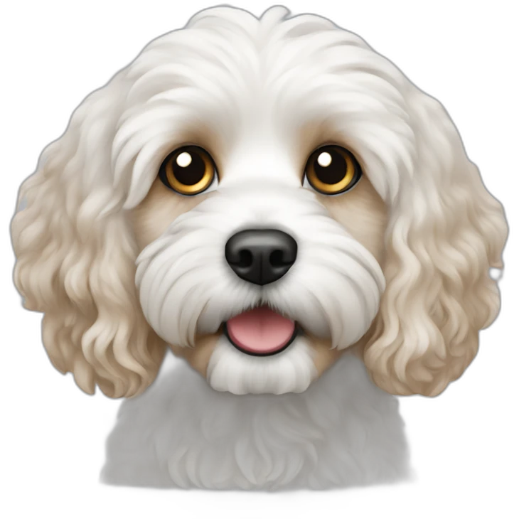 white and black cavapoo emoji