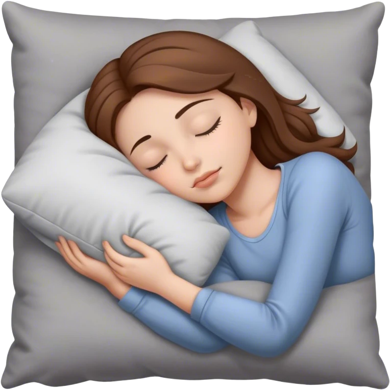 Girl with brown hair sleeping on gray pillow   emoji