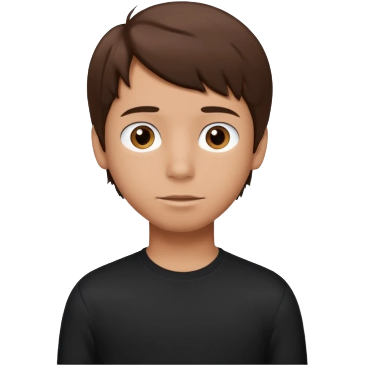 Boy with tan skin, brown hair, hair like Rodrick heffley, black long sleeve shirt, brown eyes emoji