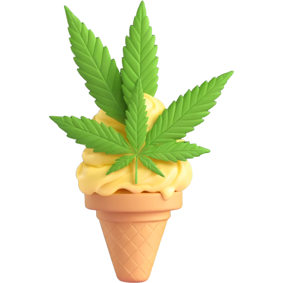 gelato with cannabis leaf emoji