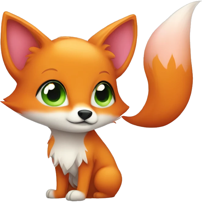Cute orange fox with green eyes and pink hair emoji