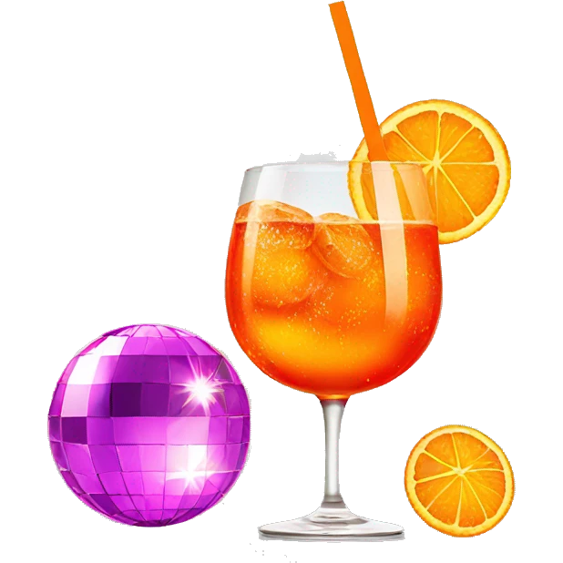 Aperol spritz with disco ball emoji