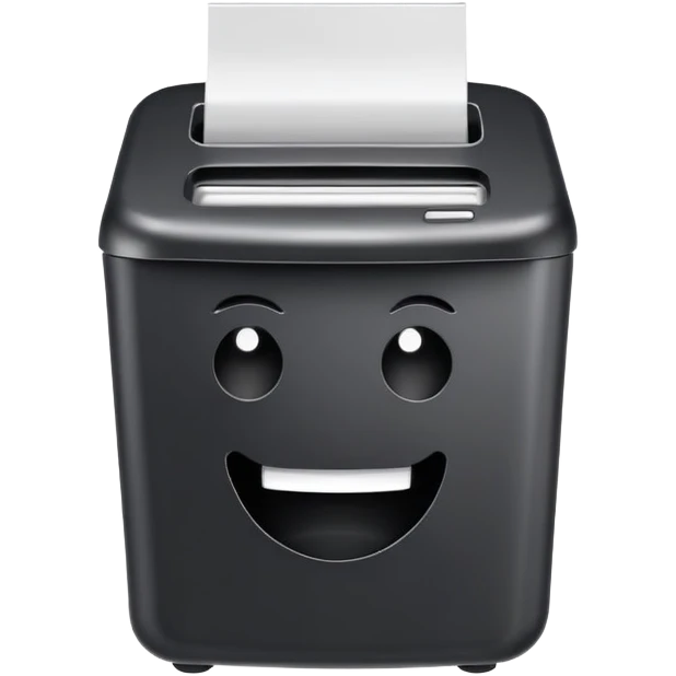 cute cartoon paper shredder with face emoji