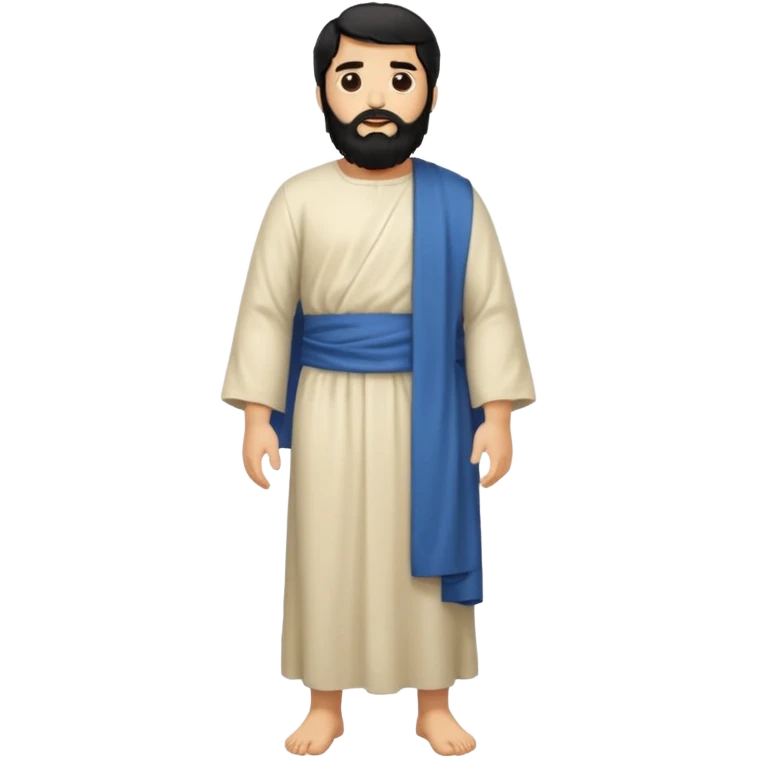 fullbody, head-to-toe, Jesus's apostle Thomas, black hair and black beard, arms down, normal emoji style emoji