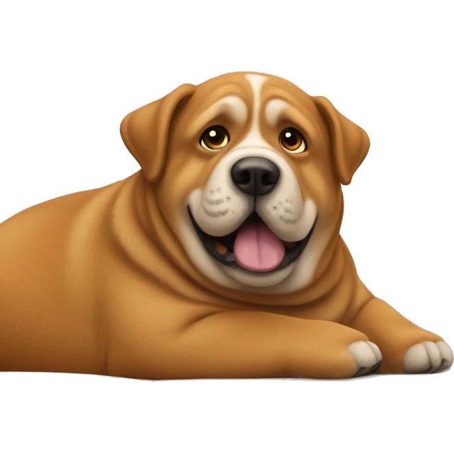 Chubby brown dog on couch emoji