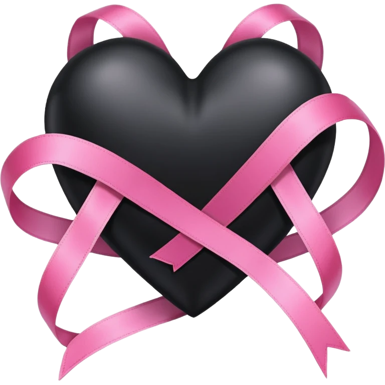 black heart entwined with pink ribbon emoji
