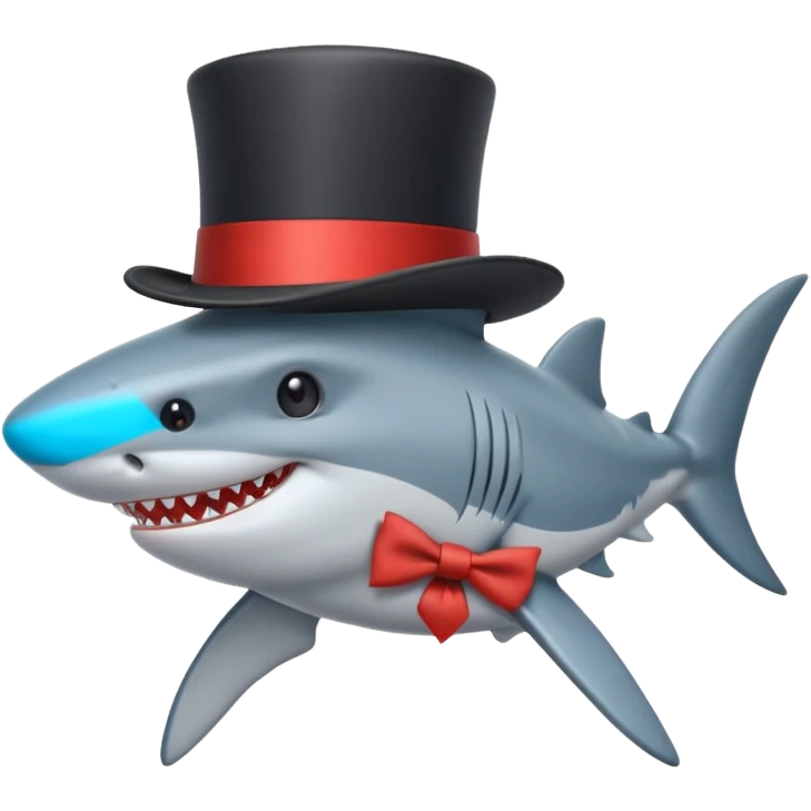 Shark with a top hat emoji