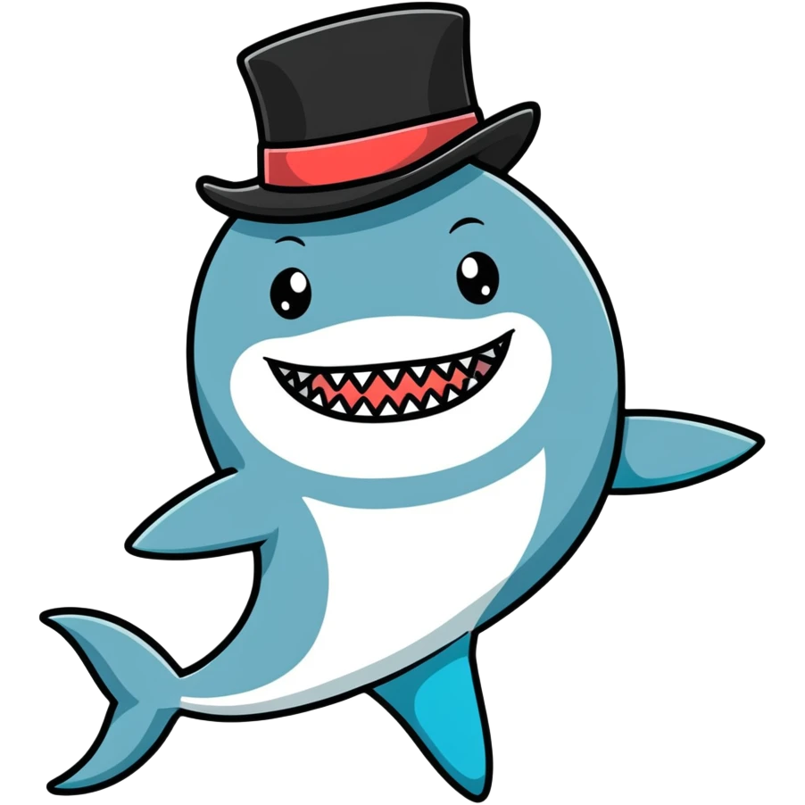 Shark with a top hat emoji