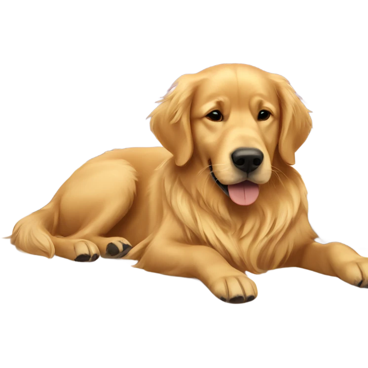 Golden retriever in bed emoji