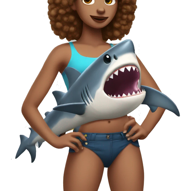 Shark with a crop top emoji