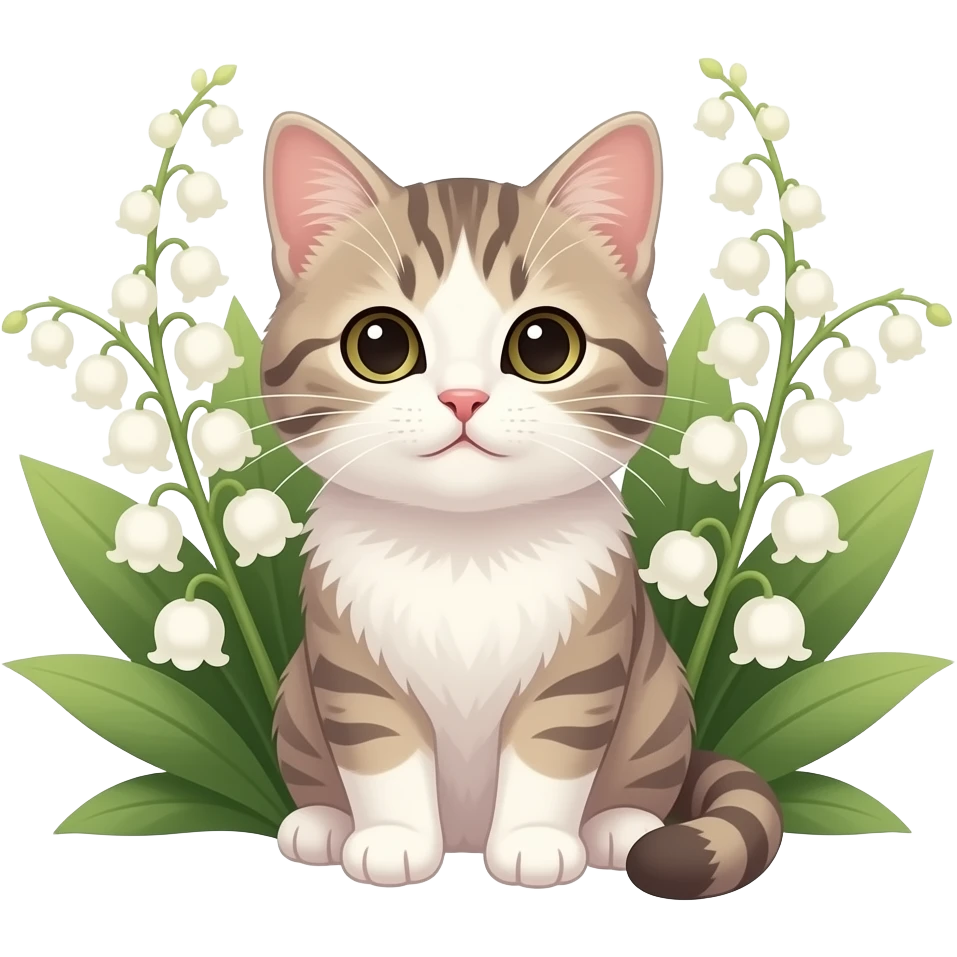 1er mai fête  du muguet, douceur, bonheur avec petit chaton emoji