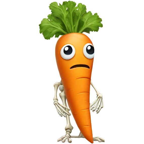 Sad carrot crying over bird skeleton emoji