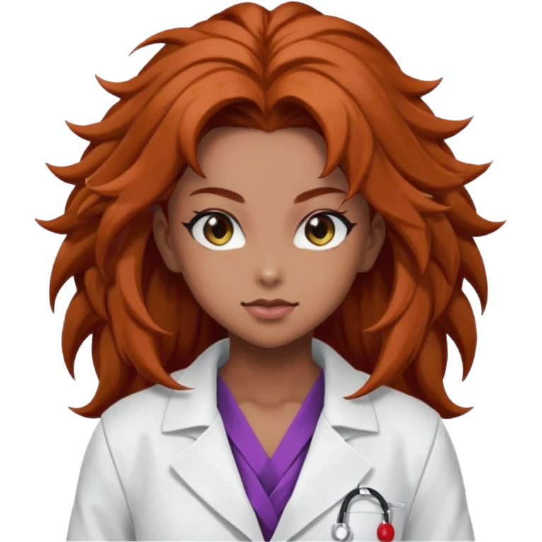 Brown bushy auburn haired female Android 21 from dragon ball fighterz emoji