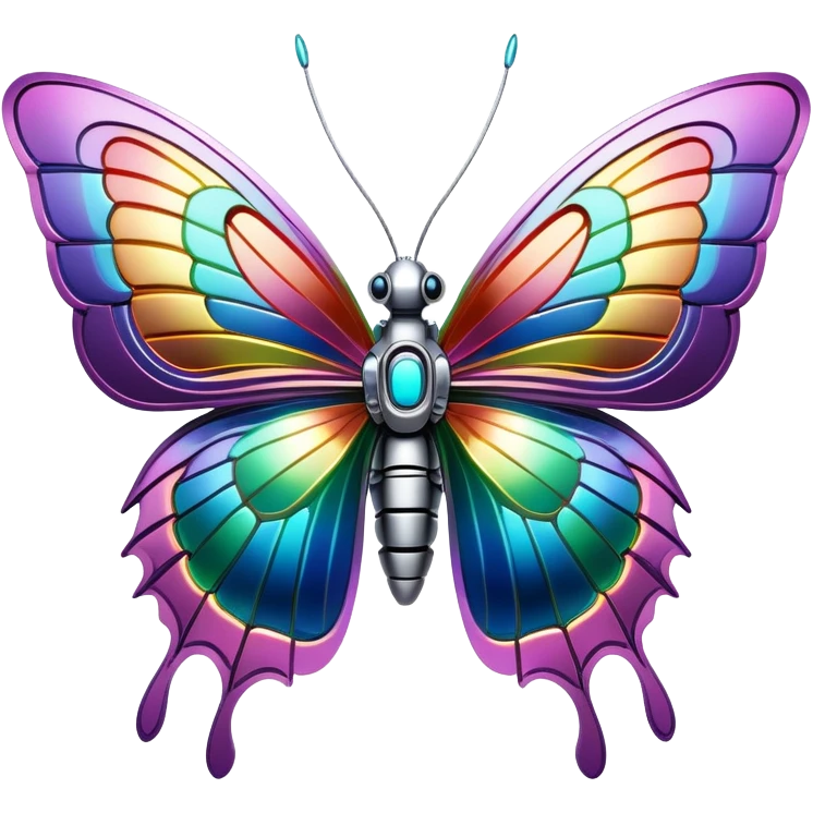 Robotic Iridescent Rainbow Cybernetic Futuristic Cyber Butterfly emoji
