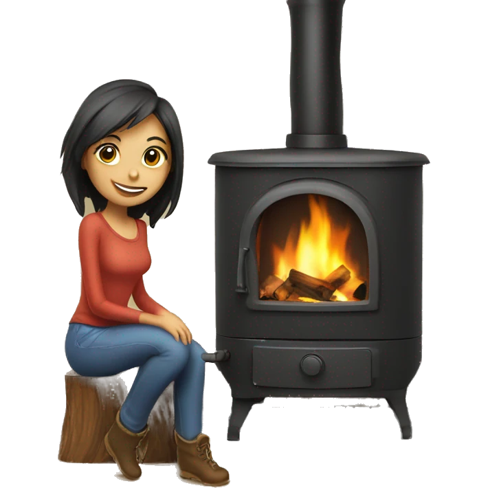 Wood stove with girl emoji