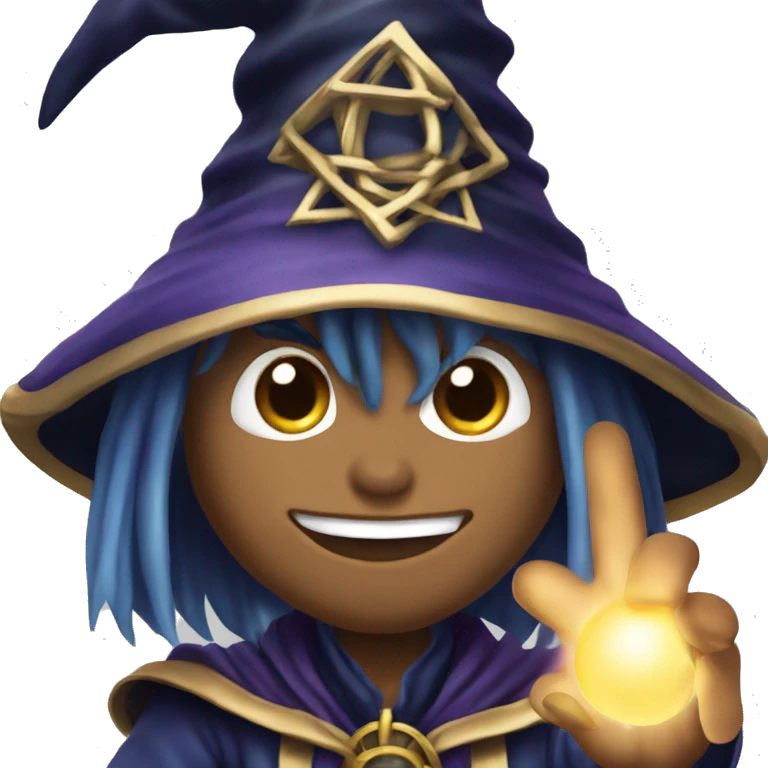 Yu-hi-oh Dark magician casting a spell, iOS emoji style art emoji