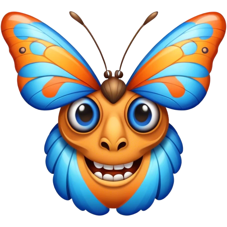 Tiki with colors blue and orange-butterfly-tornado-fun-love-eyelasch emoji