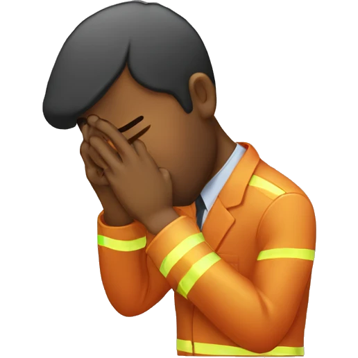 An office on fire doing a facepalm emoji