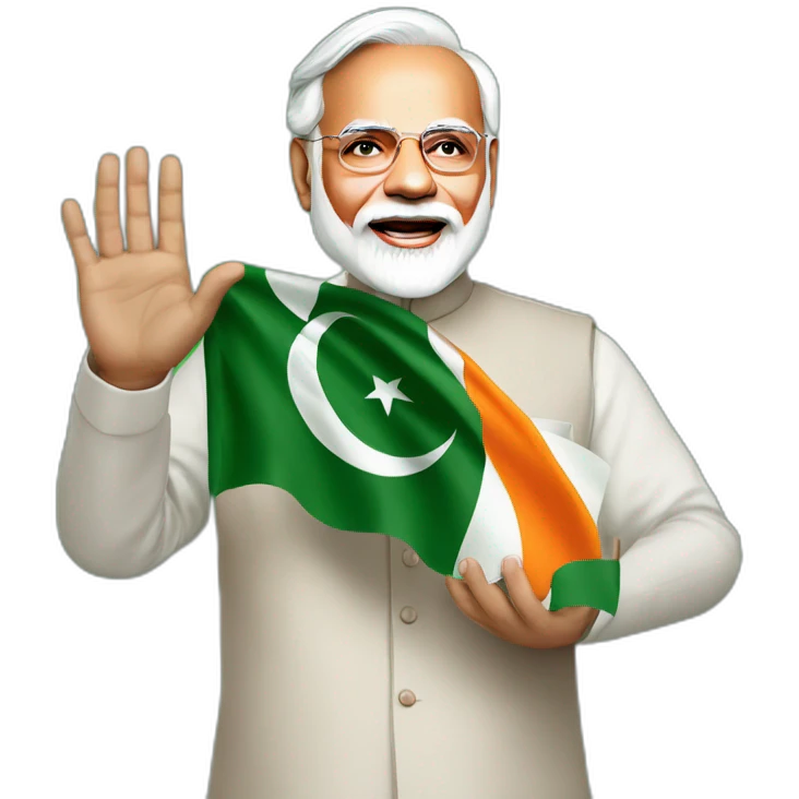 hyper realistic narendra modi waving pakistan flag emoji