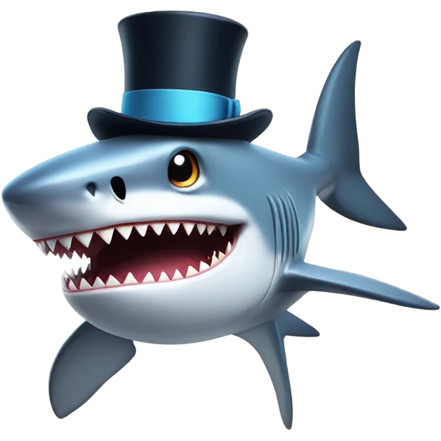 Shark with a top hat emoji