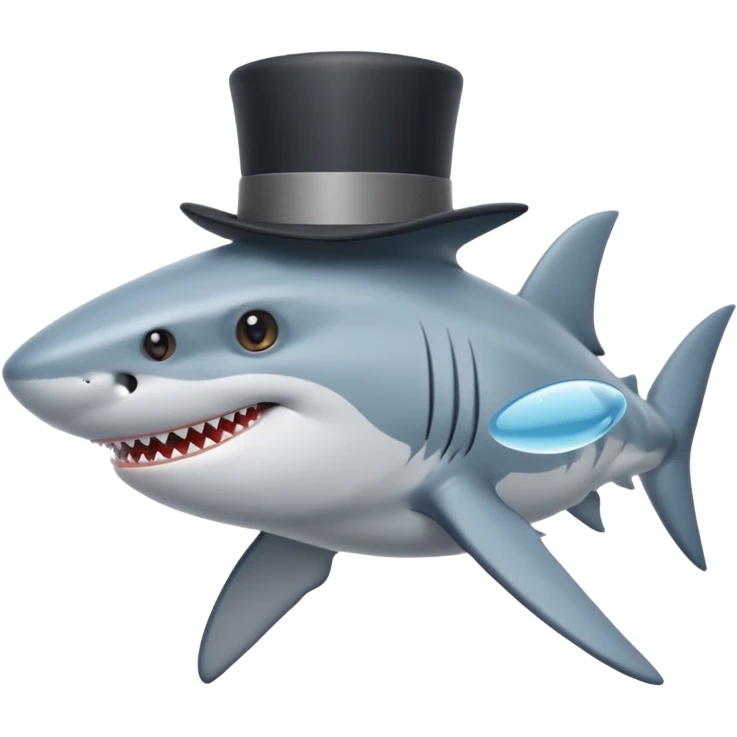 Shark with a top hat emoji