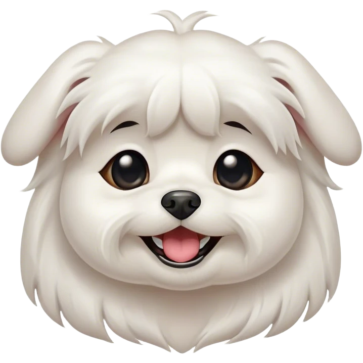 Cinematic Comical Maltese Portrait Emoji, Head tilted dramatically with an exaggeratedly amused or surprised expression, featuring a silky white coat with a playful sheen, wide, expressive dark eyes filled with exaggerated disbelief, Simplified yet hilariously expressive features, highly detailed, glowing with a slightly sassy glow, high shine, dramatic yet playful, stylized with an air of cheeky charm, bright and endearing, soft glowing outline, capturing the essence of a spirited and over-the-top companion, so meme-worthy it feels like it could side-eye its way into internet fame instantly! emoji
