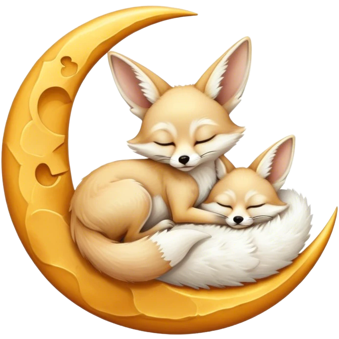 fennec sleeping on a moon sickle  emoji