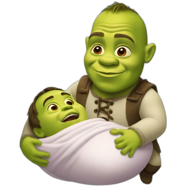 Shrek going to birth emoji