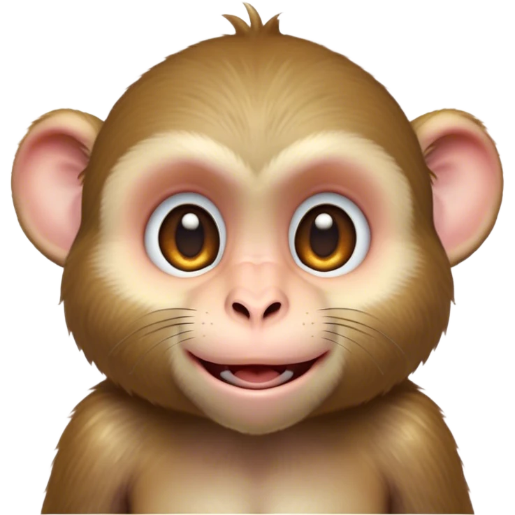 Cinematic Cute Macaque Portrait Emoji, Head tilted playfully and inquisitively, with a charmingly mischievous face accented by soft, fuzzy fur and round, sparkling eyes filled with curiosity, Simplified yet irresistibly adorable features, highly detailed, glowing with a warm, friendly glow, high shine, affectionate and lively, stylized with a touch of primate whimsy, bright and endearing, soft glowing outline, capturing the essence of a playful macaque that seems as if it could jump out of the screen into your arms! emoji