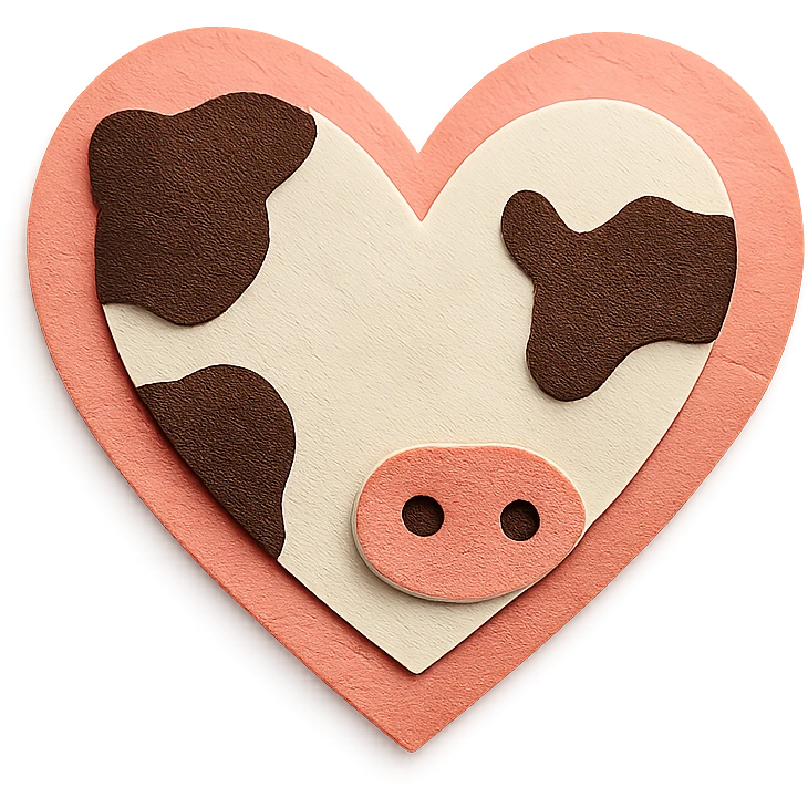layered paper craft style cow heart, no background emoji