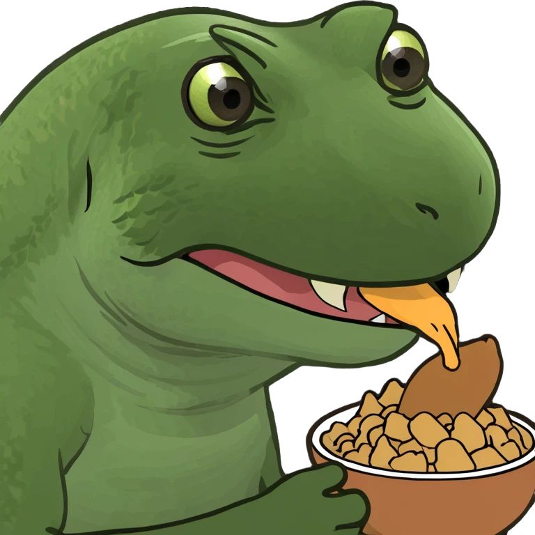 A bearded dragon eating a capybara emoji