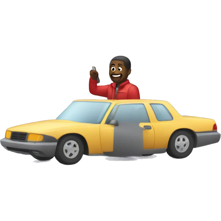 Man in car with firework launcher emoji