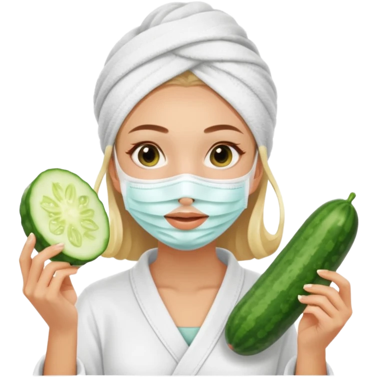 chica en spa con mascarilla y pepinillos  emoji