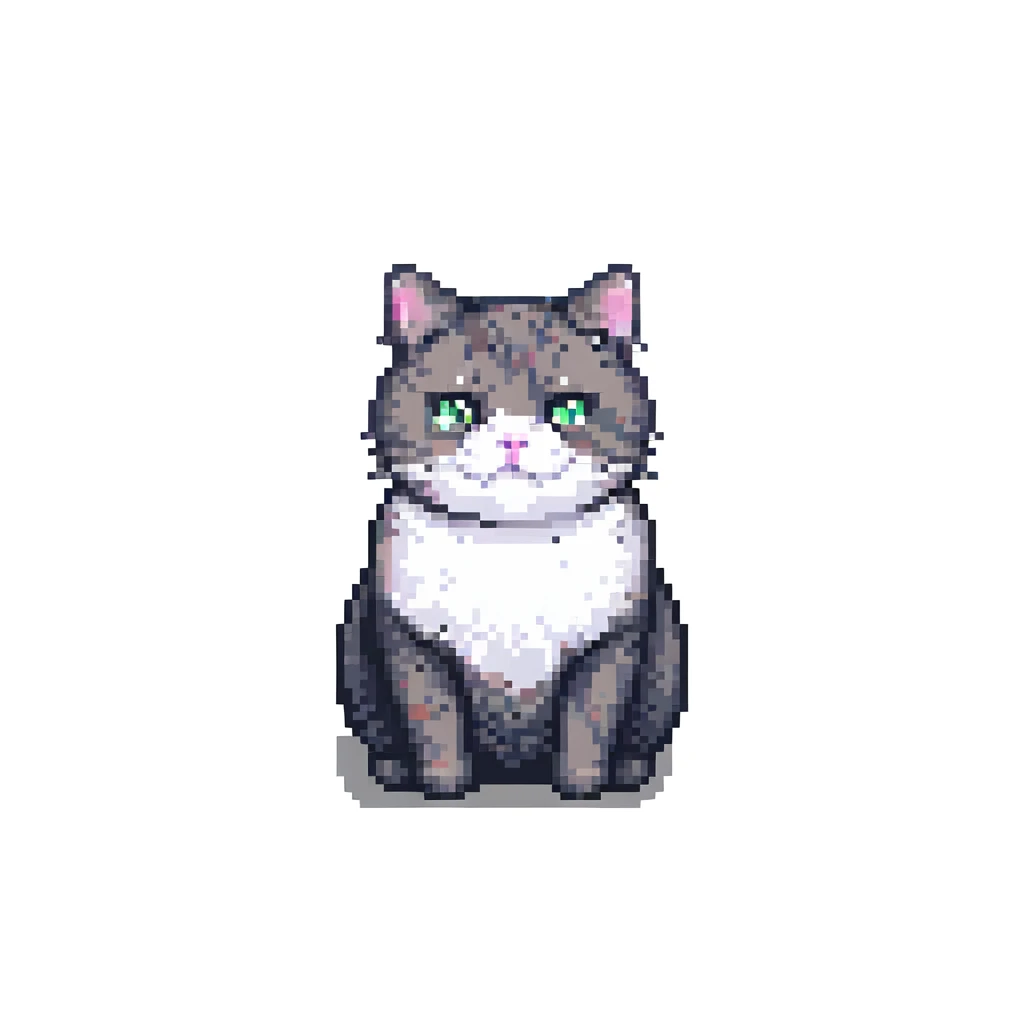 chubby cat pixel art emoji