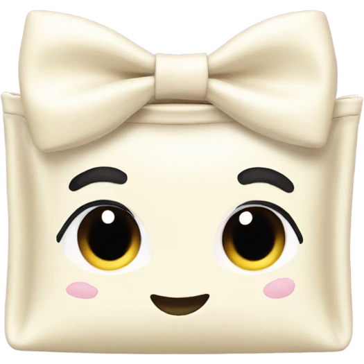 cream cosmetic bag with bow emoji