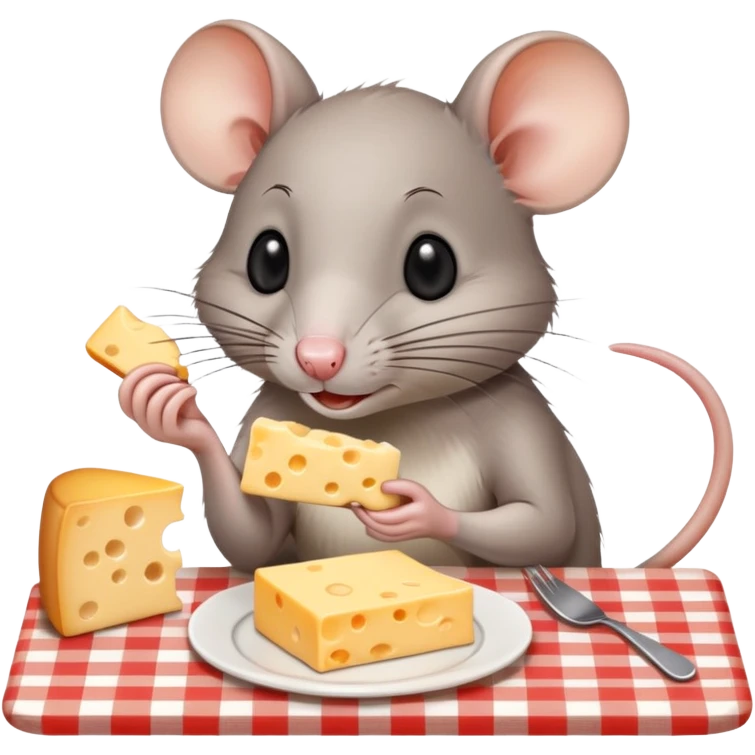 Rat eating cheese at a Paris cafe emoji