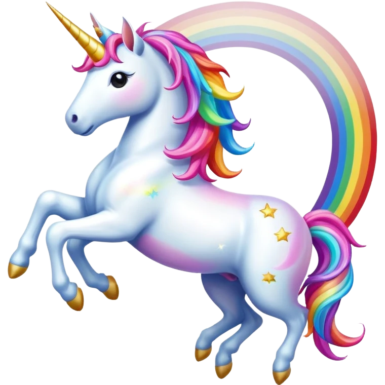 sparkly unicorn jumping over the rainbow emoji