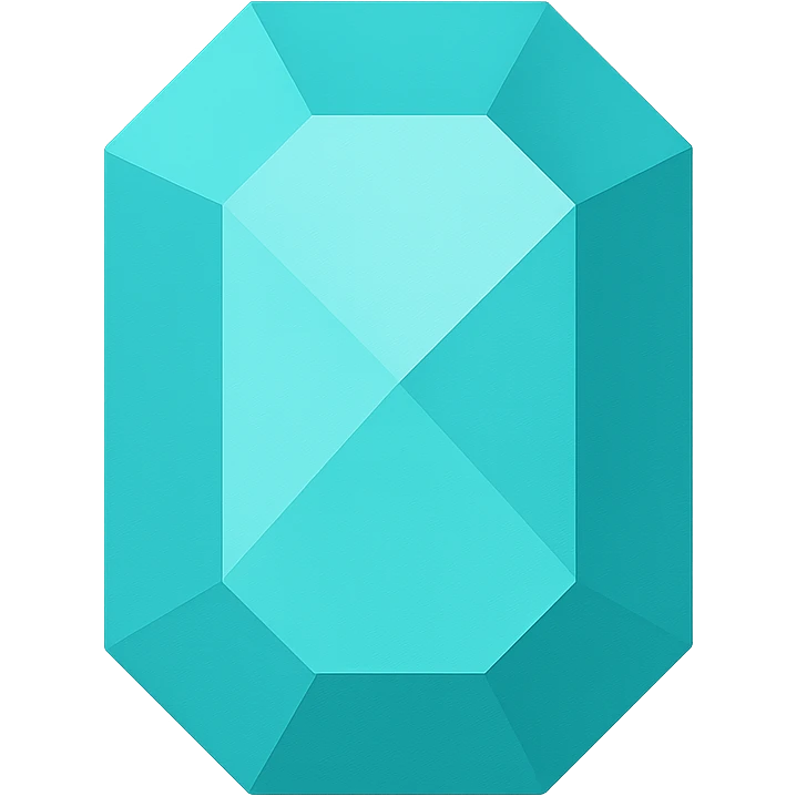 turquoise gemstone, modern icon style, simple and recognizable emoji