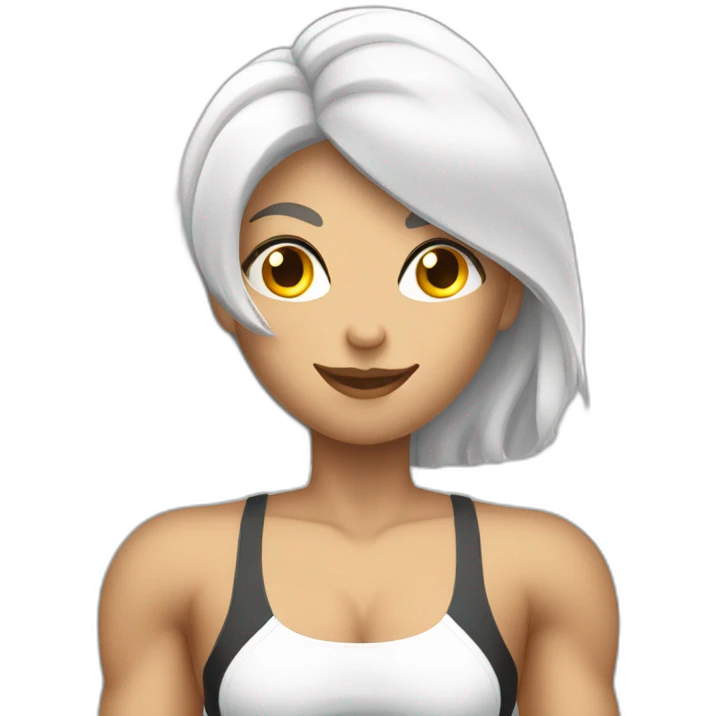body builder girl white shape with muscles emoji
