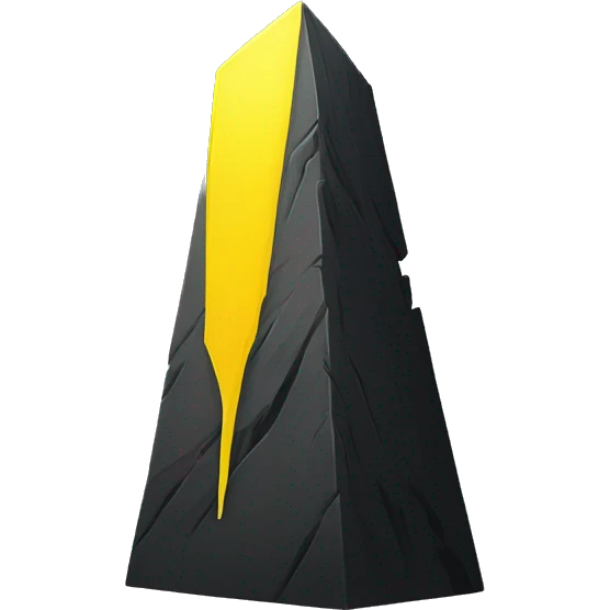 slanted, tall monolith with yellow and black coloring and yellow beam coming from the top emoji