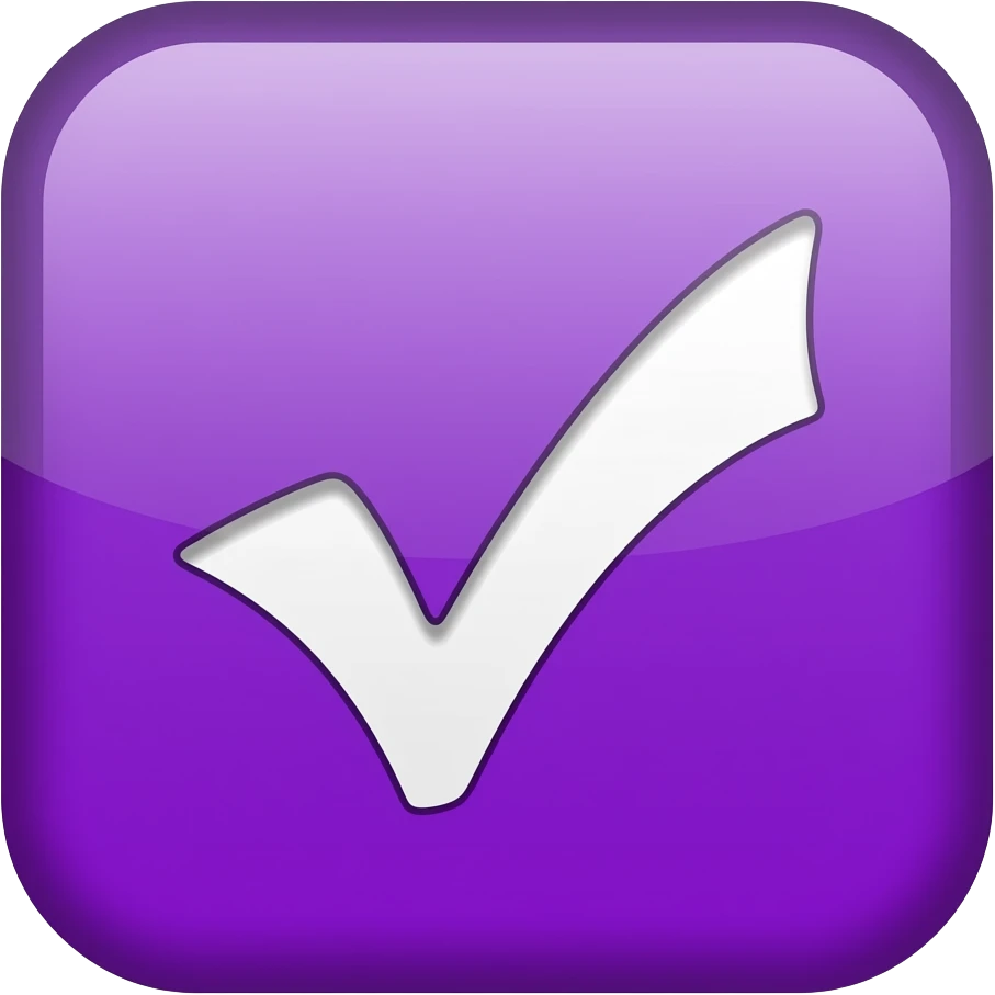 check dentro de um quadrado cor roxo emoji