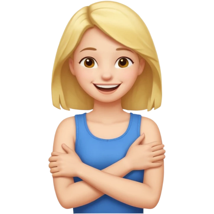 arms crossed holding neck laughing girl emoji