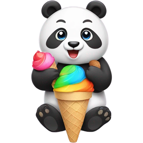 Panda eating ice cream emoji