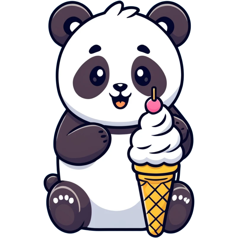 Panda eating ice cream emoji