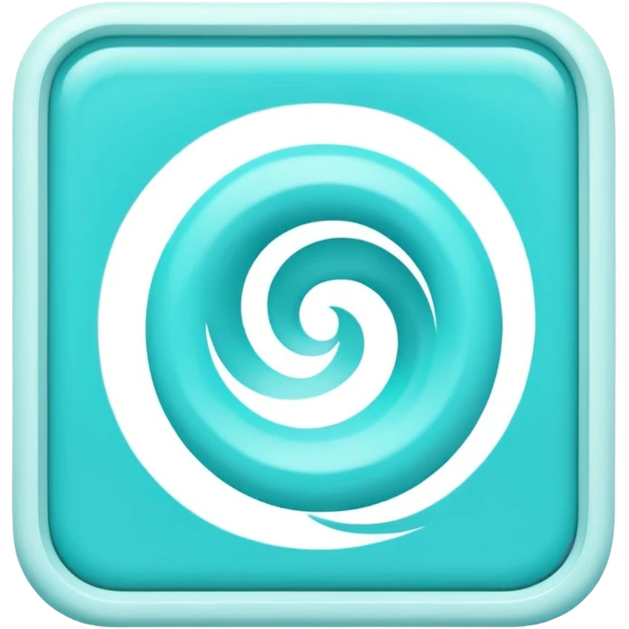 a Tiny compressed Stylized light-turquoise whirlwind symbol inside a pastel white square icon, light turquoise borders emoji