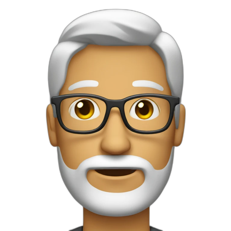 Hombre sin pelo con gafas y barba emoji